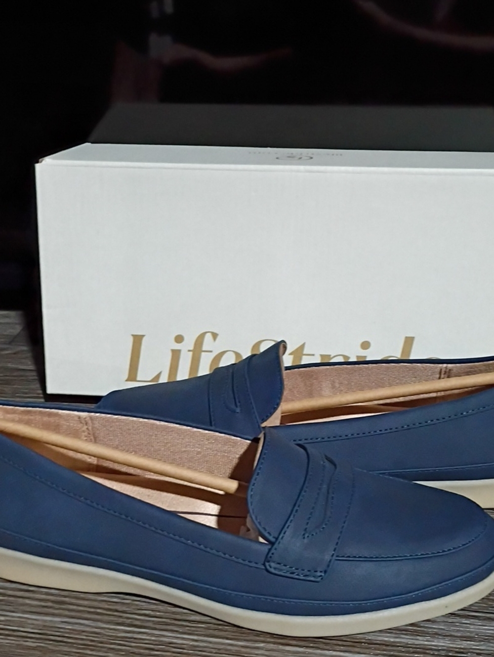 Life Stride Blue Slip-On Penny Loafers 7 Wide